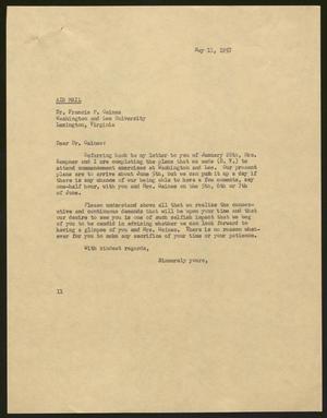 [Letter from Isaac H. Kempner to Francis P. Gaines, May 11, 1957]