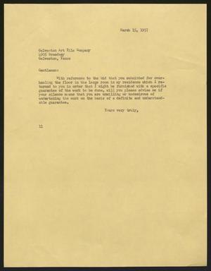 [Letter from Isaac H. Kempner to Galveston Art Tile Company, March 15, 1957]