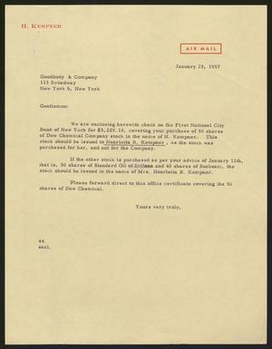 [Letter from Blackshear, A. H., Jr. to Goodbody & Company, January, 19, 1957]