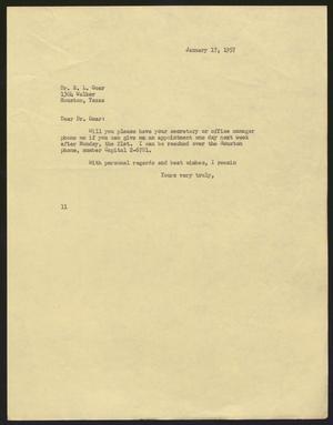 [Letter from Isaac H. Kempner to E. L. Goar, January 17, 1957