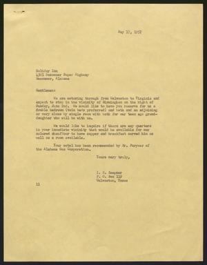 [Letter from Isaac H. Kempner to Holiday Inn, May 17, 1957]