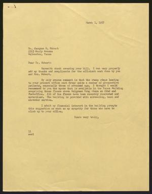 [Letter from Isaac H. Kempner to Jacques H. Hubert, March 1, 1957]