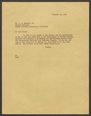 [Letter from Kempner, Isaac Herbert to Isaac H. Kempner, III, November 14, 1957]