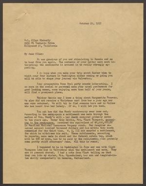 [Letter from I. H. Kempner to Allen Kimberly, October 29, 1957]