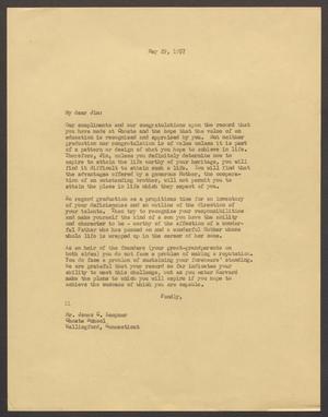 Primary view of object titled '[Letter from Isaac H. Kempner to James C. Kempner, May 29, 1957]'.