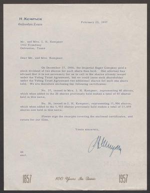 [Letter from A. H. Blackshear, Jr., to Mr. and Mrs. I. H. Kempner, February 23, 1957]