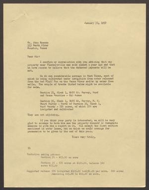 [Letter from Isaac H. Kempner to John Keenan, January 31, 1957]