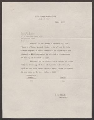 [Letter from M. E. Miller to I. H. Kempner, January 11, 1957]