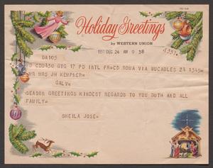 [Telegram from Sheila Jose to Mr. and Mr. JH Kempner - December 24, 1957]
