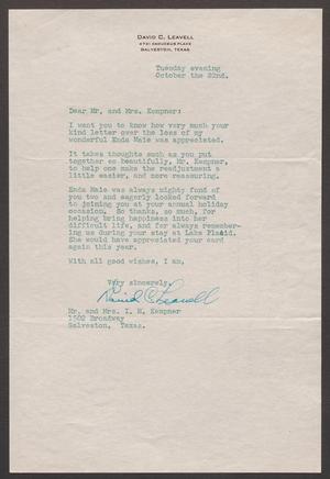 [Letter from David C. Leavell to Mr. and Mrs. Kempner, October 22, 1957]