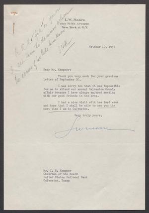 [Letter to Isaac H. Kempner, October 10, 1957]