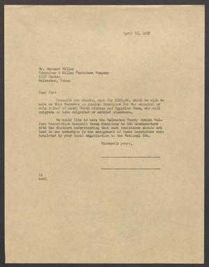 [Letter from Isaac H. Kempner to Bernard Miller, April 15, 1957]
