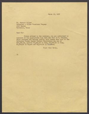 [Letter from Isaac H. Kempner to Bernard Miller, March 18, 1957]