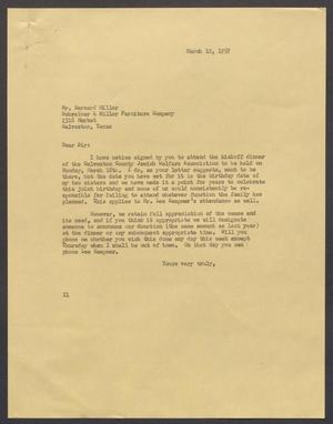 [Letter from Bernard Miller to Isaac H. Kempner, March 17, 1957]