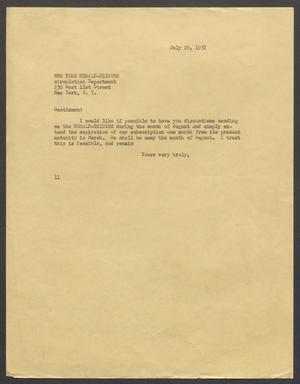 [Letter from Isaac H. Kempner to New York Herald Tribune, July 26, 1957]