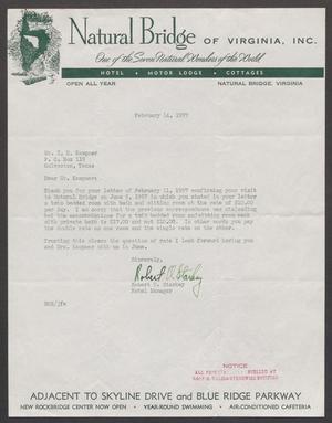 [Letter from Robert O. Starkey to Isaac H. Kempner, February 14, 1957]