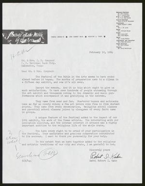 [Letter from Robert I. Kahn to I. H. and Henrietta Leonora Kempner, February 10, 1954]