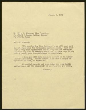 [Letter from Isaac H. Kempner to Ellis L. Simmons, January 02, 1964]