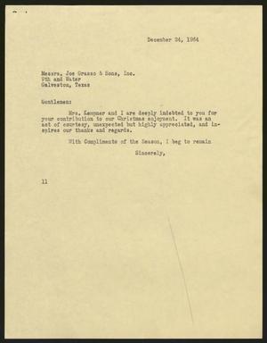 [Letter from Isaac H. Kempner to , December 24, 1964]
