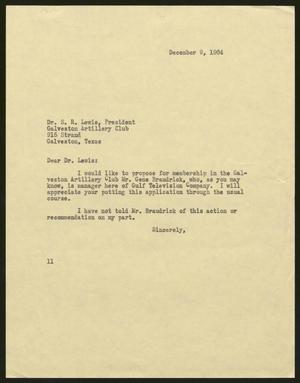 [Letter from Isaac H. Kempner to S. R. Lewis, December 9, 1964]