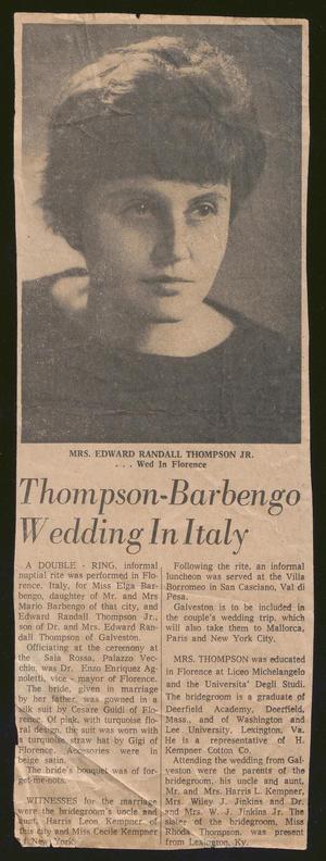[Clipping: Thompson-Barbengo Wedding In Italy]