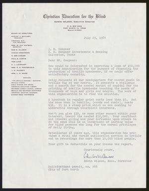 [Letter from Christian Education for the Blind to I. H. Kempner, July 29, 1964]