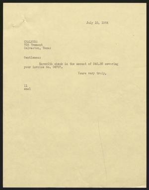 [Letter from Isaac H. Kempner to Chalmers, July 10, 1964]