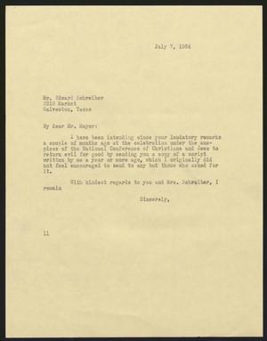 [Letter from Isaac H. Kempner to Edward Schreiber, July 7, 1964]