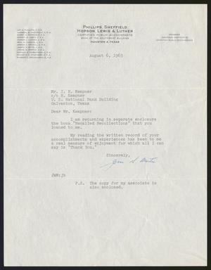 [Letter from Isaac H. Kempner to Jesse W. Martin, August 6, 1963]