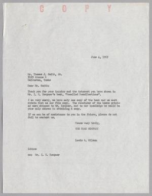 [Letter from Lewis A. Wilson to Thomas J. Smith, Jr., June 4, 1963]