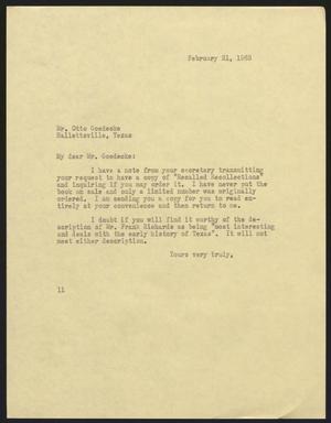 [Letter from Isaac H. Kempner to Otto Goedecke, February 21, 1963]