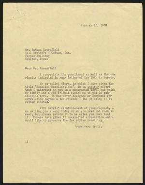 [Letter from Isaac H. Kempner to Nathan Rosenfield, January 16, 1963]