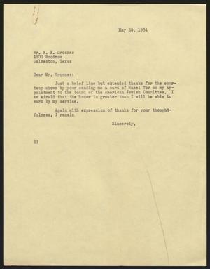 [Letter from Isaac H. Kempner to N. F. Drosnes, May 20, 1964]