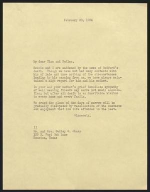 [Letter from Isaac H. Kempner to Tina and Dudley Sharp, February 20, 1964]