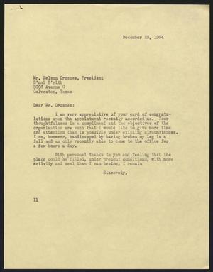 Primary view of object titled '[Letter from Isaac H. Kempner to Nelson Drosnes, December 23, 1964]'.
