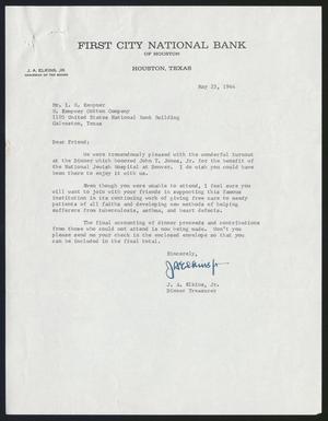 [Letter from J. A. Elkins, Jr. to Isaac H. Kempner, May 25, 1964]