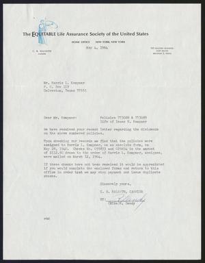 [Letter from C. B. Halseth to Harris L. Kempner, May 4, 1964]