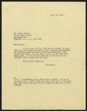 Primary view of object titled '[Letter from Isaac H. Kempner to Erich Freund, July 23, 1964]'.