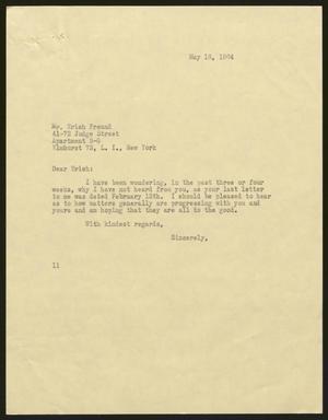 Primary view of object titled '[Letter from Isaac H. Kempner to Erich Freund, May 18, 1964]'.