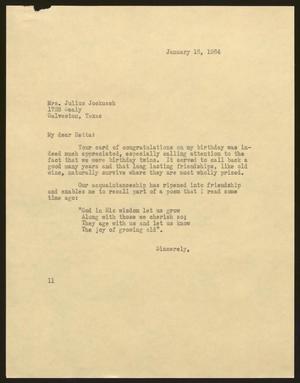 [Letter from Isaac H. Kempner to Hetta Jockusch, January 16, 1964]