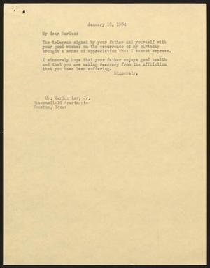 [Letter from I. H. Kempner to Marion Law, Jr., January 16, 1964]