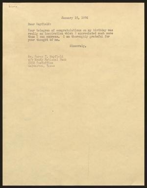 [Letter from I. H. Kempner to Carey T. Mayfield, January 16, 1964]