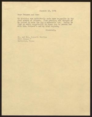 [Letter from I. H. Kempner to Mr. and Mrs. Kenneth Shelton, January 16, 1964]