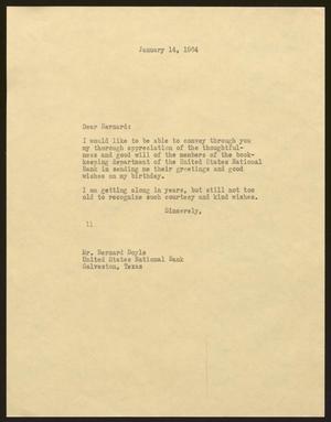 [Letter from Isaac H. Kempner to Bernard Doyle, January 14, 1964]