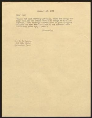 [Letter from I. H. Kempner to J. W. Zempter, January 16, 1964]