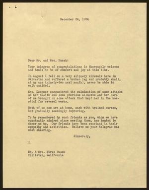 [Letter from Isaac H. Kempner to Niven and Carmencita Busch, December 24, 1964]