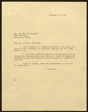 [Letter from Isaac H. Kempner to Ed Bradshaw, February 18, 1964]
