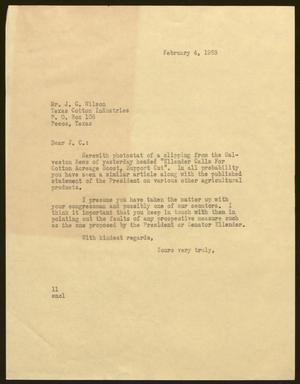 [Letter from Isaac H. Kempner to J. C. Wilson, February 4, 1963]