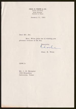 [Letter from Chas. B. White to Isaac H. Kempner, January 11, 1963]