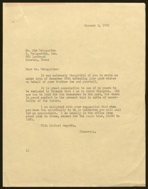 [Letter from Isaac H. Kempner to Abe Weingarten, January 02, 1963]